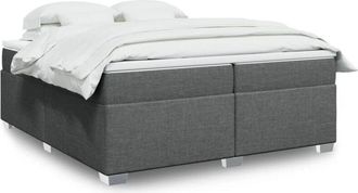 vidaXL Cama Box Spring Con Colch&oacute;n Tela Gris Oscuro 200x200 Cm Vidaxl