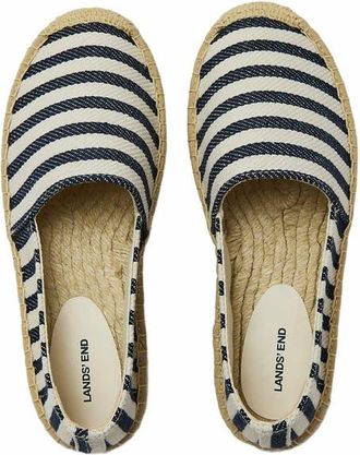 Lands End Classic Espadrille Flats in Deep Sea Navy Stripe at Nordstrom, Size 10