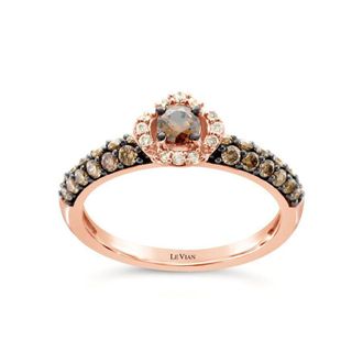Le Vian Ladies Chocolate Solitaire Rings set in 14K Strawberry Gold
