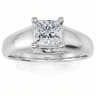 Pompeii3 1ct Princess Cut Lab Grown Diamond Solitaire Engagement Ring 14k White Gold Size Selectable