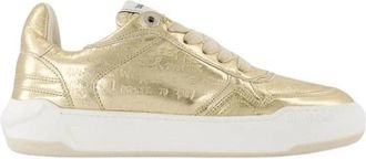 Zadig&Voltaire Metallic Logo Print Leren Sneakers - Dames - Sneakers - Geel - 36 EU - Leer - Schoenen