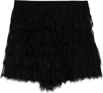 Shiatzy Chen Sense of Ink Collection silk lace shorts - Black