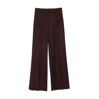 Victoria Beckham Alina Wijde Broek - Dames - Wijde Broeken - Bruin - 3XS - Wol - Broeken