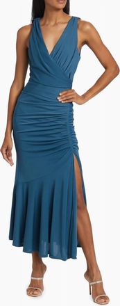 Cinq &agrave; Sept Mika Surplice Ruched Midi Dress In Midnight Rain