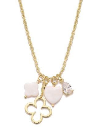 Adornia Adornia 14K Plated Crystal Clover Charm Necklace