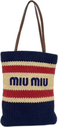 Miu Miu Multi-Color Raffia Cotton Tote Bag (Pre-Owned)