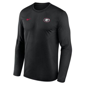 Nike Georgia Sideline Legend Logo Nike Mens Dri-FIT College Long-Sleeve T-Shirt in Black | 02TJ00AGBN-HE3