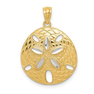 Diamond2Deal 14k Yellow Gold with White Rhodium Diamond-cut Polished S Dollar Pendant