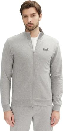 Emporio Armani Line Eagle Gilet - Heren - Vesten met rits - Grijs - M - Katoen - Hoodies & sweatvesten