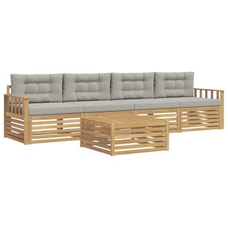 vidaXL Conjunto De Sof&aacute;s De Exterior 5 Pcs Blanco Y Gris Claro Vidaxl