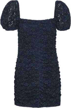 Rotate Blauwe Pofmouw Jurk Achterrits - Dames - Feestkleedjes - Blauw - XS - Katoen - Kleedjes
