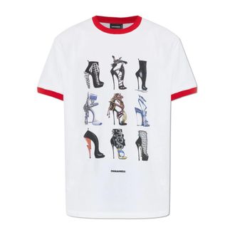 Dsquared2 T-Shirts, male, White, Size: XL Printed T-Shirt