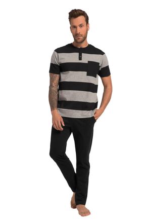 JP 1880 Herren Schlafanzug Oberteil - Henley Waffelstoff Bis 8XL