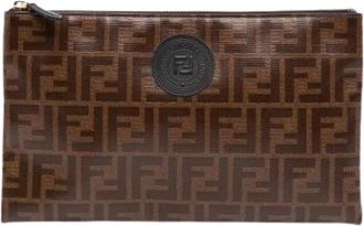 Fendi Pre-owned Vintage Canvas Clutch - Dames - Vintage Clutch - Bruin - ONE Size - Vintage