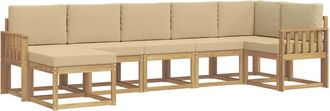 vidaXL Conjunto De Sof&aacute;s De Exterior 7 Uds. Y Beige Poli&eacute;ster Vidaxl