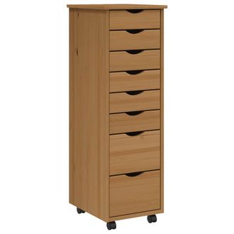 vidaXL Cajonera Con Ruedas Moss Madera Maciza Pino Marr&oacute;n Miel Vidaxl