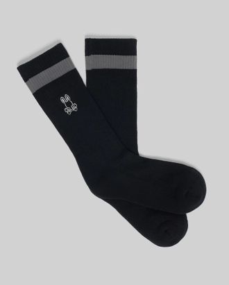 Psycho Bunny Mens Textured Stitch Sport Sock 001 BLACK / O/S