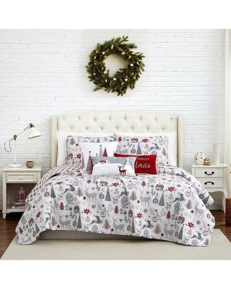 Southshore Fine Linens Holly Jolly Lane Oversized Reversible Quilt Set