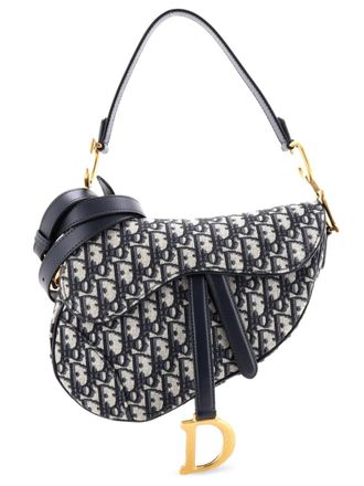 Dior Saddle Handbag with Strap Oblique Canvas Medium shoulder bag - Blu