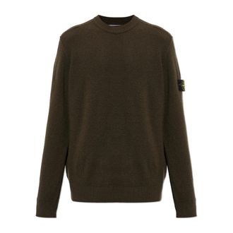 Stone Island Truien & Vesten, Heren, Bruin, M, Wol, Wol trui met patch op mouw