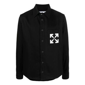 Off-white SS22 Arrow Logo Pattern Denim Long Sleeves Shirt Black OMYD027C99DEN0021001