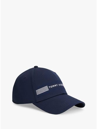 Tommy Hilfiger Mens Embroidered Stripe-Flag Logo Sport Cap - Blue
