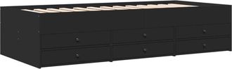 vidaXL Daybed with Drawers without Mattress Black 90x190 cm Single Vidaxl