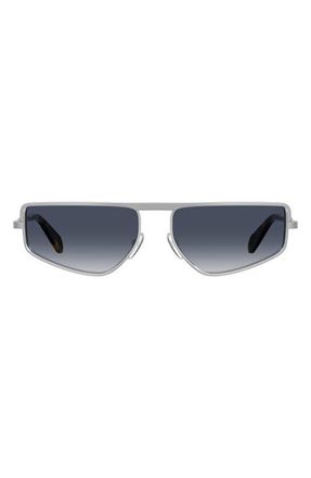 Moschino 59m Square Flat Top Sunglasses in Palladium/Dk Blue Sf at Nordstrom