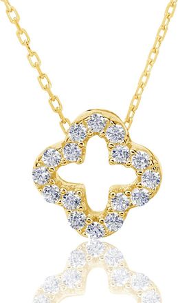 Suzy Levian Cubic Zirconia Yellow Sterling Silver Clover Pendant