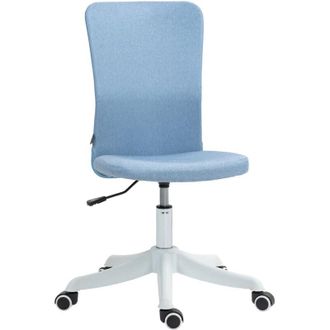 HOMCOM Homcom - Silla De Escritorio Sin Brazos Silla De Oficina Giratoria Tapizado En Lino Sint&eacute;tico Con Altura Ajustable Para Estudio Carga 120 Kg Azul Clar