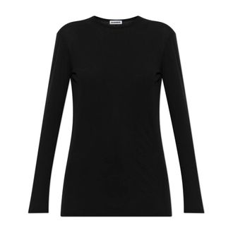 Jil Sander Long Sleeve Tops, female, Black, Size: XL Long-Sleeve Top