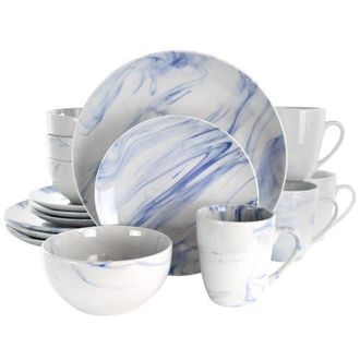 Elama Fine Marble 16 Piece Stoneware Dinnerware Set in White at Nordstrom