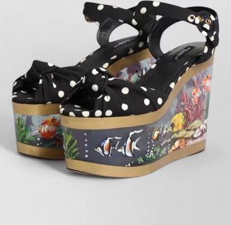 Dolce & Gabbana leather polka dot wedge sandals
