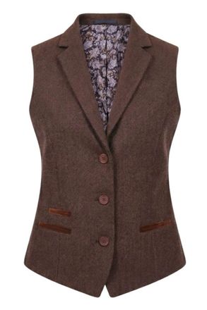 TruClothing Tweed Waistcoat Herringbone Slim Fit Work Office Vest