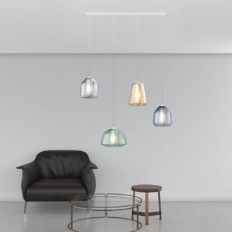 Top-Light Sospensione bianco 4 luci rettangolare (alpha ve) (beta tr + bl) (gamma am) 1176BI-S4 r abg-mc