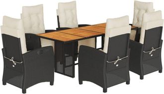 vidaXL Set De Comedor De Jard&iacute;n 9 Pzas Y Cojines Rat&aacute;n Sint&eacute;tico Negro Vidaxl