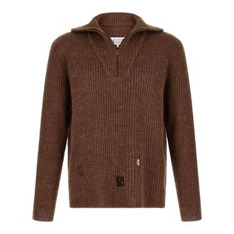 Maison Margiela Mended Ribbed Jumper - male - Maison Margiela - Knitwear - Brown - L - Knitwear