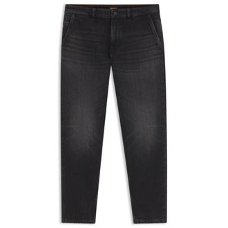 BOSS Tapered-fit jeans in black comfort-stretch denim
