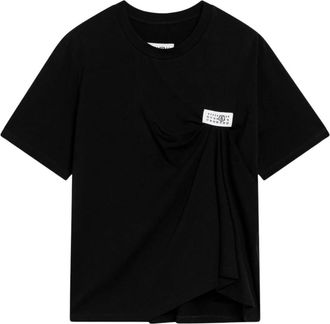Maison Margiela Asymmetrisch gedrapeerd T-shirt - Dames - T-shirts - Zwart - S - Katoen - Tops