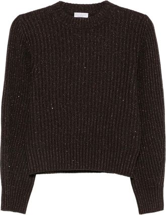 Brunello Cucinelli Dark Brown Crew Neck Sweater
