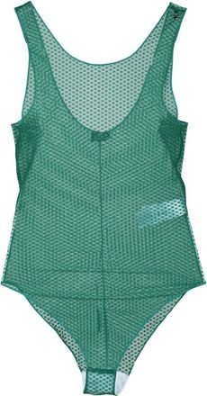 Elisabetta Franchi Green Sheer Geometric Bodysuit