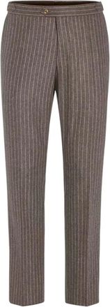 Oscar Jacobson Dandy wollen pantalon met krijtstreep - Heren - Broeken - Bruin - Maat: 2XL Wol