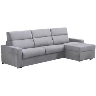 Dmora Divano Letto con Penisola Celleno, Sfoderabile, Contenitore Made in Italy, Idrorepellente Multiposizione Trasformabile in Letto, 280x160 cm Grigio