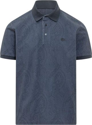 Etro Blue Paisley Print Polo