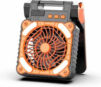 No Brand Ventilatore Da Campeggio A Energia Solare Con Batteria Ricaricabile Integrata Da 7800 Mah, Doppia Alimentazione, Ventilatore Portatile Con Timer/illum