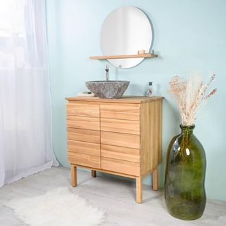 Wanda Collection Mueble De Ba&ntilde;o De Teca Maciza Para Lavabo Ananta 80 Cm