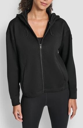 DKNY Logo Patch Full Zip Hoodie in Black at Nordstrom Rack, Size X-Small