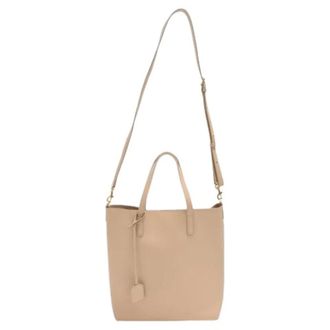 Saint Laurent Pre-owned Shopping Toy Tote Bag - Dames - Pre-owned - Beige - Maat: ONE Size Zijde