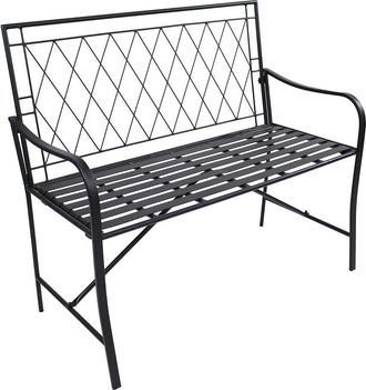 Sunnydaze Outdoor 2-Person Iron Argyle Diamond Patio Bench