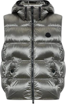 Moncler Fluidite Capuchon Gilet - Dames - Bodywarmers - Grijs - M - Leer - Jassen